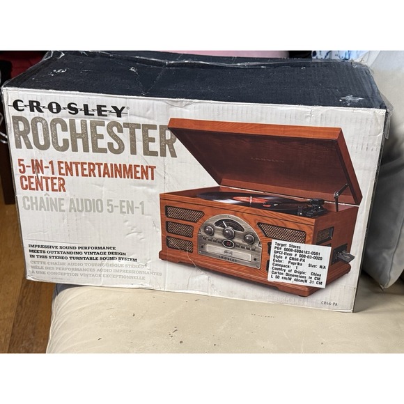Crosley Rochester 5-in-1‎ Entertainment Center CR66-PA Turntable Radio Cassette - Picture 1 of 6